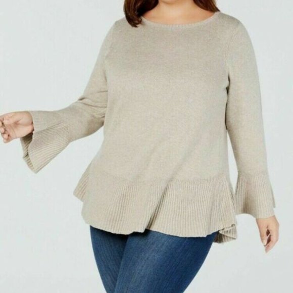 Style & Co Heathered Beige Plus Size Sweater - Picture 2 of 4